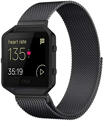 Andyou Wristband Compatible with Blaze Smart Watch, Stainless Steel Replacement Adjustable Band with Metal Frame for Fit bit Blaze Women Men, Black, Silver, Colorful, Champagne Gold, Rose Gold