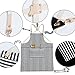 Jeanerlor Double sided (Stripe and Black) Canvas Apron for Woman with Convenient Pocket, Professional Apron for Cooking,Grill and Baking Cross-Back Straps & Adjustable S to XXL