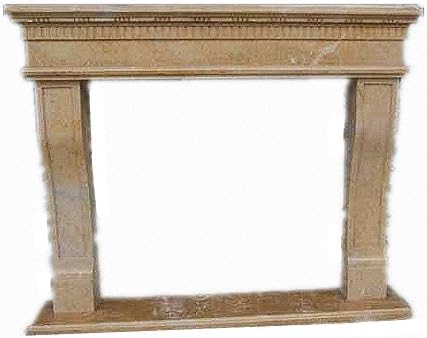 MCM3 Polished Nature Stone Fireplace Mantel,Beige Limestone,67"x55"x11.8"