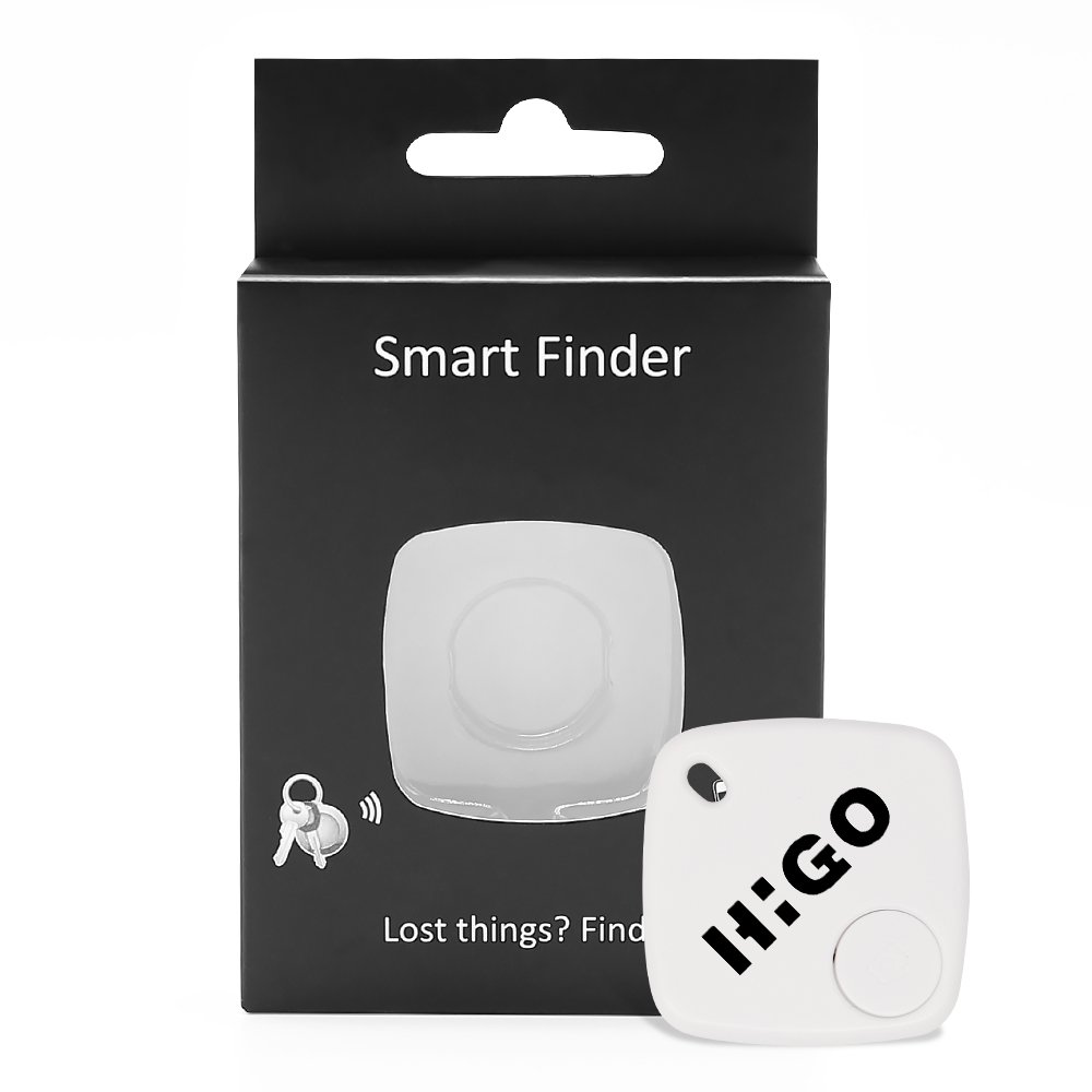 Higo Key Finder Wireless, Bluetooth Remote Control Key Tracker, Anti-lost Alarm for Keychain and Phone, Smart Item Locator with ISO& Android APP (White)