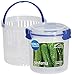 Sistema KLIP IT Utility Collection Round Food Storage Container with Strainer, 23.0 oz./0.7 L, Clear/Blue