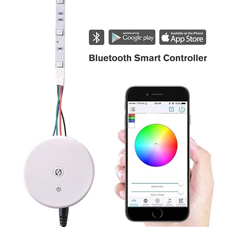 Sunix® RGB / RGBW-Kontroller, 12-24V Mini-Bluetooth-LED-Streifen-Licht-Controller mit Fernbedienung Funktion (Nicht enthalten