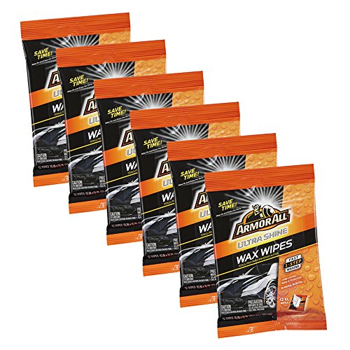 Armor All Ultra Shine Wax Wipes (12 wipe count), 18239 Set of 6