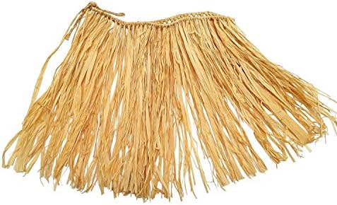 Small Hawaiian Hula Skirts For Kids: Natural Raffia Grass, 24 Inch Waist, 12 Inches Long, Set of 6
