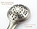 G-Promise High Pressure Shower Head 6 Spray Setting with Adjustable Solid Brass Shower Arm Mount and Extra Long Flexible Stainless Steel Hose (Brushed Nickel)