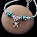 INSANEY Starfish Charm and Turquoise Pearl Bead Link Anklet (C:Turquoise)