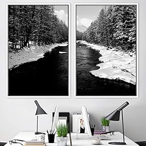 signwin 2 Piece Framed Canvas Wall Art Black...