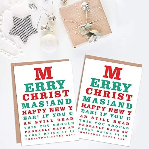 Wee Blue Coo Christmas Cards 6 Pack - Funny Eye Chart Drink Set Blank Xmas, 17.5 x 12.5 cm - Image 3