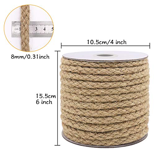 tenn well 8 mm dickes Juteseil, 15 m langes geflochtenes Gartenseil, starke Jute-Schnur für Heimdekoration, Basteln und DIY Kratzbaum (braun) – Bild 7