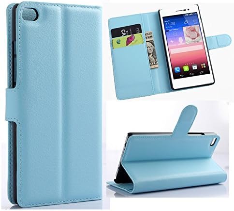 Huawei Ascend P8 Max Case - Demomm(tm) Flip / Folio Pu Leather Wallet Pouch Case Holder Cover with Stand / Card Slots for Huawei Ascend P8 MAX (Blue)