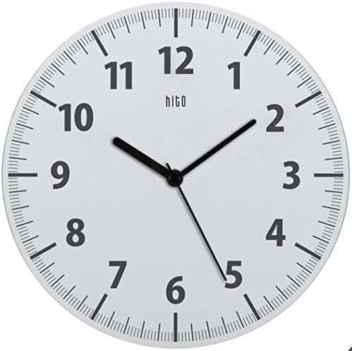 HITO Silent Wall Clock Non Ticking 11 inch Excellent Accurate Sweep Movement Clear Frame, Modern Decorative for Kitchen, Living Room, Bathroom, Bedroom, Office (White)