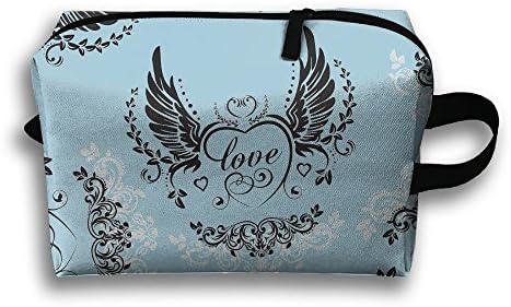 Angel Wings Heart Keyhole Women Men Zipper Travel Cosmetic Bags Large Makeup Shaving Kit OrganizerPortable Toiletry Pouchs