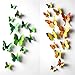 Green 24PCS 3D Butterfly Wall Stickers Decor Art Decorations 3 size