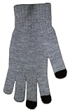 Boss Tech Products Knit Touchscreen Gloves with Conductive Fingertips for Use with All Touchscreen Electronic Devices- Gray