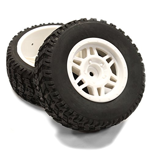 Integy RC Model Hop-ups C25265WHITE All Terrain HX Tires+D6 Spoke Wheels(2)12mm Hex for 1/10 Short Course (OD=105mm)