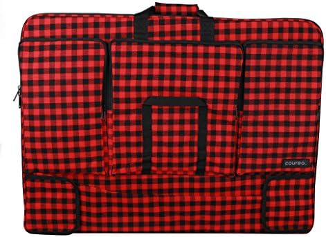 Coureo Multi-Pocket Art Portfolio Case 22” x 30” x 6” | Heavy-Duty Carrying Bag for Students, Artists, and Professionals | Lumberjack Red