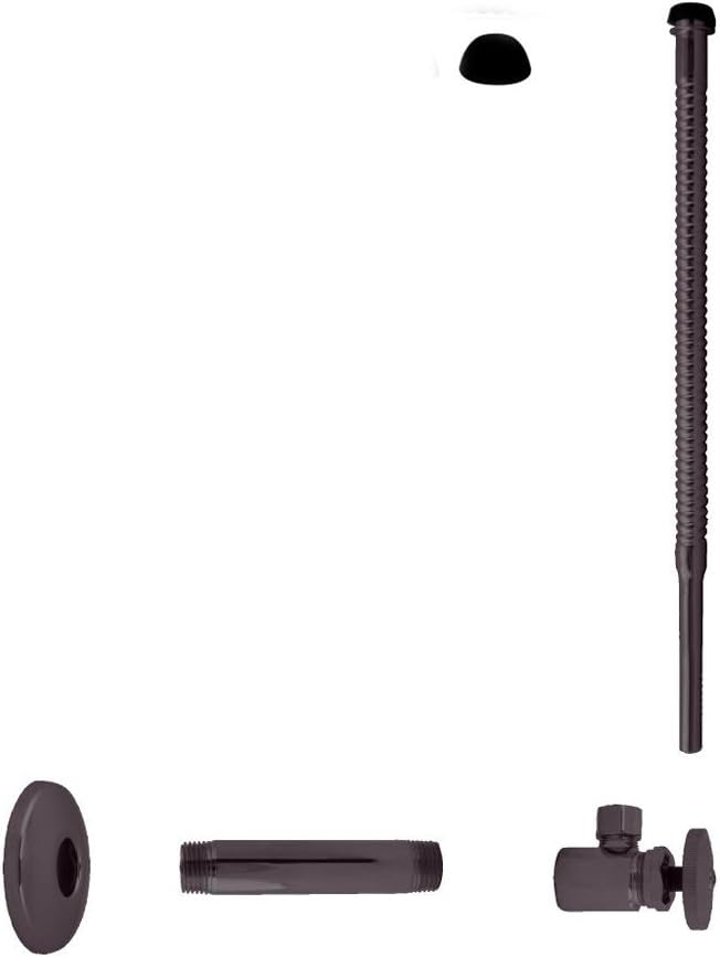Westbrass Corrugated Supply Kit with Round Handle, 1/2" IPS x 3/8" OD x 12", Oil Rubbed Bronze, D103K12-12