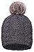 Arctic Paw WomenWinter Warm Knit Beanie Hat with Faux Fur Pompom, Charcoal