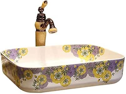 Lavabos Lavabo Rectangular Retro Jingdezhen Ceramic Hotel Anti
