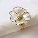 YCT White Flowers Napkin Rings for Wedding, Party, Holiday, Dinner Decor.A Set of 6. (White+Gold)