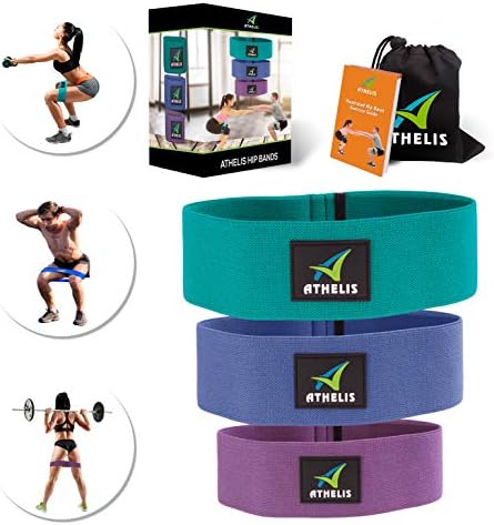 ATHELIS Hip Band Circle | Thick Booty Resistance Loops for Women & Men, Workout Guide & Bag- Made of Special Non-Slip Cotton, Ideal for Glutes Legs & Thighs