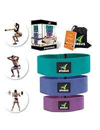 Athelis - Círculo de banda de cadera   Círculos gruesos de resistencia para hombres y mujeres, guía de entrenamiento y bolsa - Hecho de algodón especial antideslizante, ideal para glúteos piernas y muslos