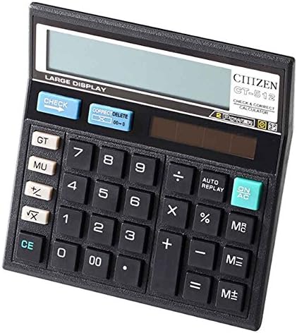 Desktop Calculator, Precise 12 Digit LCD Display Calculator Solar Power and Battery Dual Power for Home Office