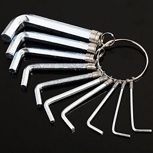 HWKAIZ 10pcs Hex Key Allen Wrench Long Arm Ball Metric Combination 1.5mm-10mm Mechanic Tool Set Silver