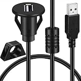 BATIGE Small USB 2.0 Male to Female Car AUX Mount Flush Panel Extension Cable for Car Truck Boat Motorcycle Dashboard 3ft