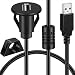 BATIGE Small USB 2.0 Male to Female Car AUX Mount Flush Panel Extension Cable for Car Truck Boat Motorcycle Dashboard 3ft primary