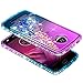 Moto Z2 Play Case with [Full Coverage Tempered Glass Screen Protector], NageBee Quicksand Liquid Floating Glitter Flowing Bling Diamond Case For Motorola Moto Z Play (2nd Generation) - Purple/Blue