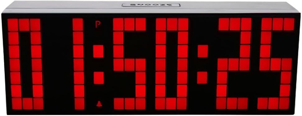 LambTown 12 24 Hour Modern Silent Led Digital Wall Desk Clock with Multiple Alarms Calendar Temperature Countdown for Living Room Bedroom Office Workshop Caravan Red