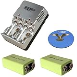 HQRP KIT: Universal General Use Battery Charger plus 2-Pack Battery for Audio-Technica ATR 288W, ATW-U101, ATW-U101x, ATW-U102, ATW-U102x, PRO 88W Microphone System plus Coaster