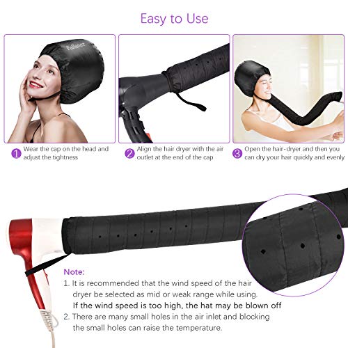 FaHaner Hair Dryer Bonnet Adjustable Soft Hair Drying Attachment Heat Cap with Long Hose and Free Hair Band Support Hair Drying/Styling/Curling and Hair Condition for Hand Held Hair Dryer - Thumbnail 3