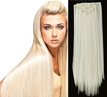 Sarla 22 Straight Clip In Hair Extensions Synthetic Heat