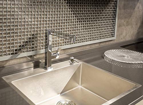 MOWA HTS2522 Kitchen Sink 25 x 22 Inch Drop In Style, 16 Gauge Stainless Steel Top Mount Single Bowl Bar Prep/Laundry Sink, Deep & Tight-Radius Basin w/Bottom Grid, Basket Strainer & Bonus Soap Pump - Thumbnail 4