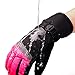 MCTi Ski Gloves,Winter Waterproof Snowboard Snow 3M Thinsulate Warm Touchscreen Cold Weather Women Gloves Wrist Leashes Rose Red Medium