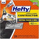 Hefty Load and Carry Contractor Heavy Duty Trash/Garbage Bags, 42 Gallon, 26 Count