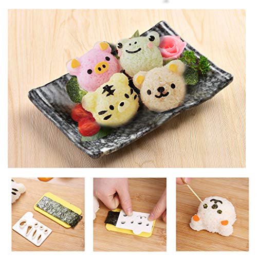 Rice Ball Mold Cute Cat Sushi Mold Animal Onigiri Mold DIY Kitchen Tools Rice Ball Press Mold with Nori Cutter for Home Party Cartoon Cute Bento Lunch Make