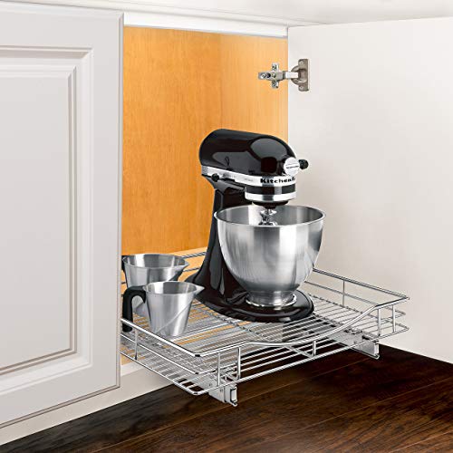Lynk Professional Organizer and Pull Out Under Cabinet Sliding Shelf, 20" W x 21" D x 4" H, Chrome (Certified Refurbished)