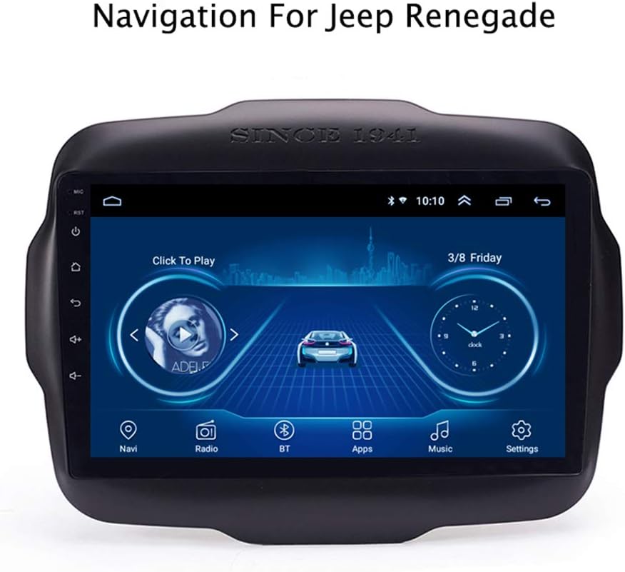 Foof Android Car Navigation Stereo for Jeep Renegade 2016-2018 Entertainment Multimedia Radio,WiFi/BT Tethering Internet,Support Steering Wheel Control Full Touch 1024X600