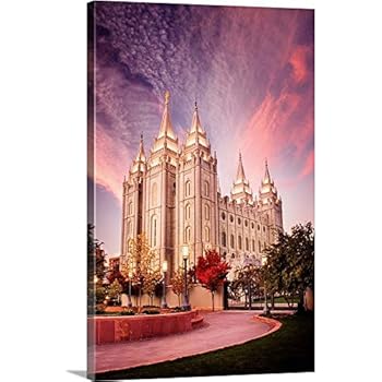 Salt Lake Temple, Pink Sunrise, Salt Lake City, Utah Canvas Wall Art Print, 12