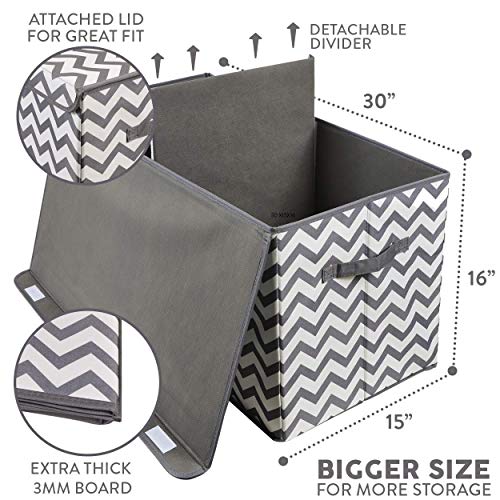 Woffit Toy Storage Organizer Chest for Kids & Living Room, Nursery, Playroom, Closet etc. - Extra Large Collapsible Toys Bin with Flip-top lid for Children & Dog Toys, Great Box for Boys and Girls