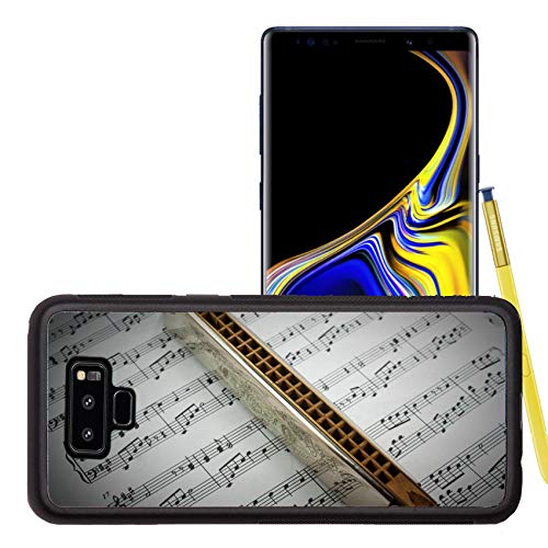 Liili Premium Samsung Galaxy Note 9 Aluminum Backplate Bumper Snap Case A Harmonica on Music Sheets Background Photo 7080999