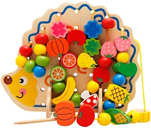mrGood Lacing Toy Hedgehog Threading Fruits Beads Find Motor Skills Game Wooden Toys