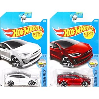 2017 Hot Wheels Factory Fresh 910 Tesla Model X White Red Set Of 2