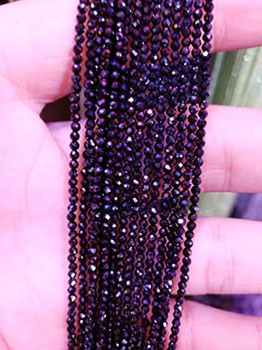 Realgem-Natural Black Spinel 2mm facted Tiny Gemstone Loose Beads，Specer Beads,Seed Beads,One 15.5" Full Strand for Jewelry Making specer Beads