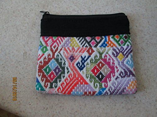 white multi color Handmade Guatemalan huipil Woven geometric fabric cloth Purse travel Wallet Bag Zipper Pouch organizer fair trade Guatemala loomed Quiche region Perfect for electronics cosmetics