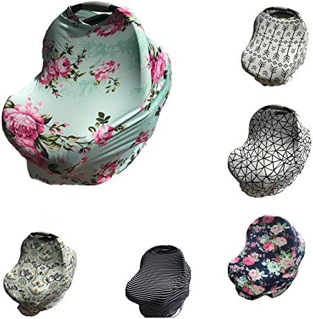 Stretch Multi-Use Cover - 5 in 1 Canopy - #1 Baby Shower Gift - Carseat Cover, Stroller Cover, Shopping Cart Cover, High Chair Cover, Nursing Cover (Dark Blue)