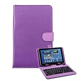 HDE Diamond Stitch Hard Leather Folding Folio Case Cover with Micro USB Keyboard for 7